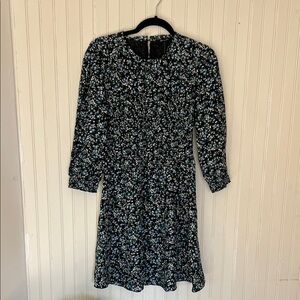 Madewell Black Floral Long Sleeve Dress